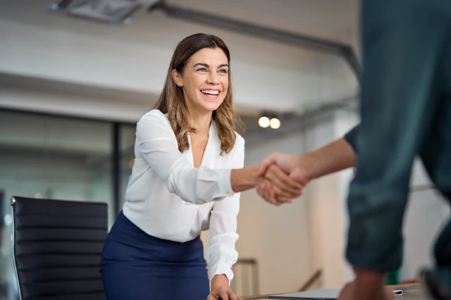 woman shaking hands