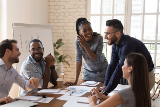 Group collaborating around a table